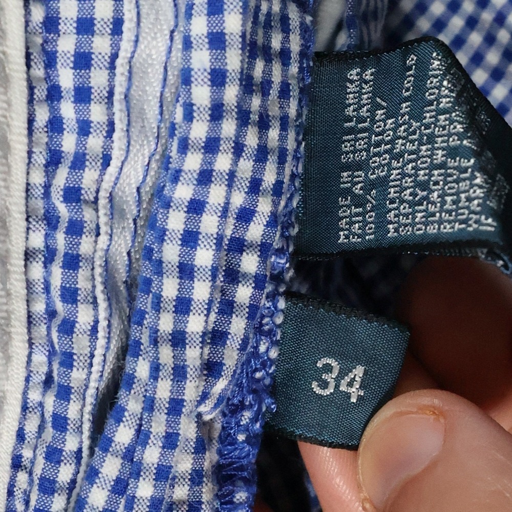 Polo Ralph Lauren Prospect Shorts Mens Size 34 Blue Gingham Seersucker Check Y2K - Picture 7 of 11